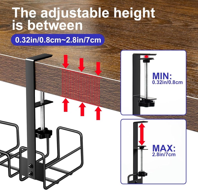 Oneleaf Under Desk Cable Management Tray - No Drill Wire Management Rack for Office, Computer Desk Accessories with Cable Organization - Image 5